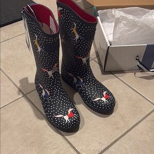 Joules Black Polka Dot Women's Rain Boots